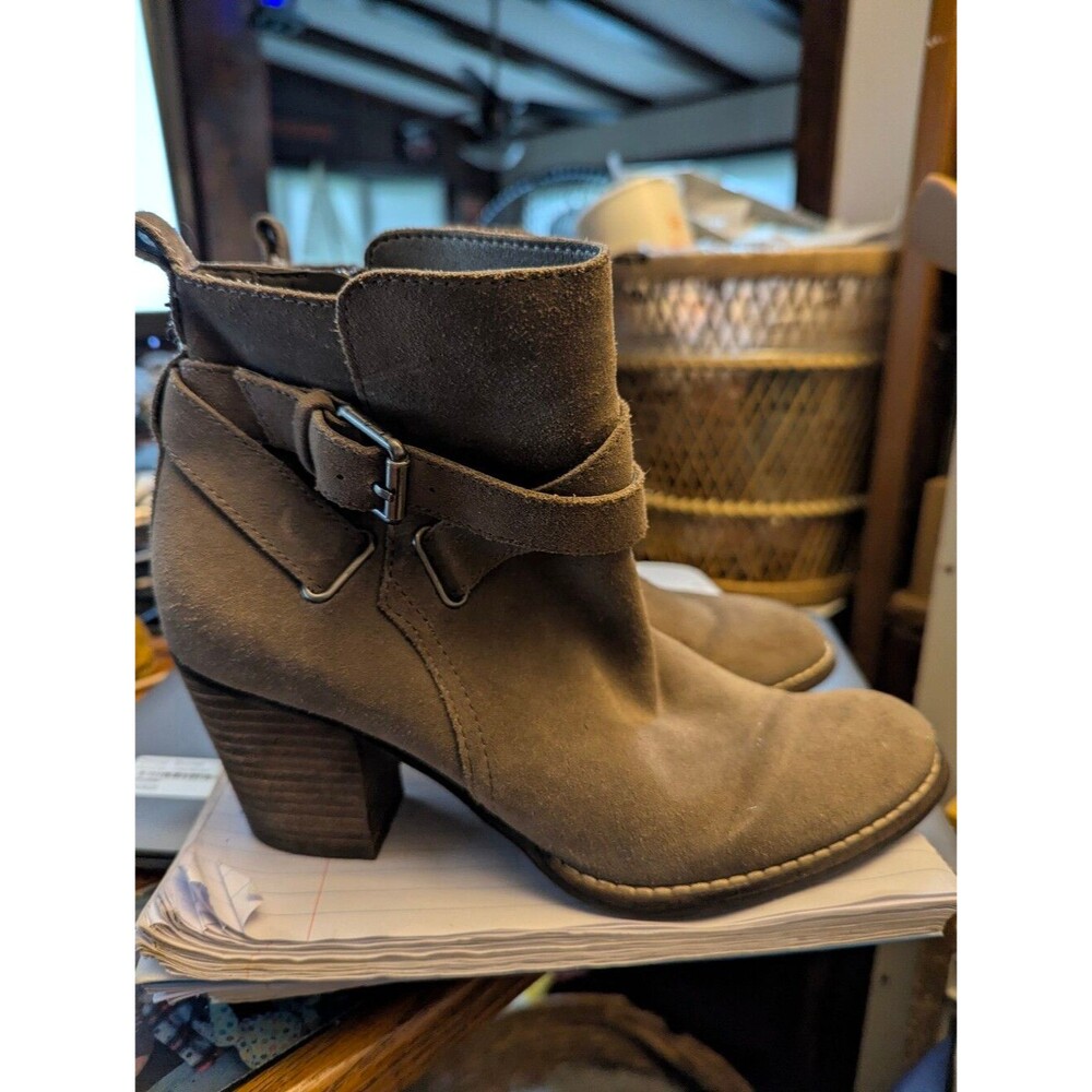 Women's Sam Edelman Morris Biker Style Ankle Booties 2.5" Stacked Heel Sz9 38EU
